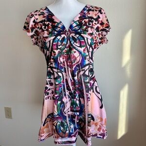 Vanity Multicolor Butterfly Pattern Top